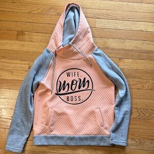 Women's Pink and Gray Hoodie